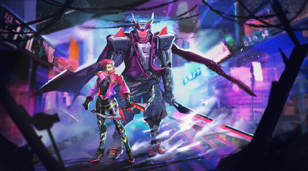 Cyber Fighters Gaming Wallpaper 800x2600 Resolution