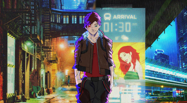 Cyberpunk 2077 Anime Illustration 4K Wallpaper 720x1548 Resolution
