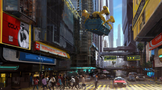Cyberpunk 2077 City Concept Art Wallpaper 1024x768 Resolution