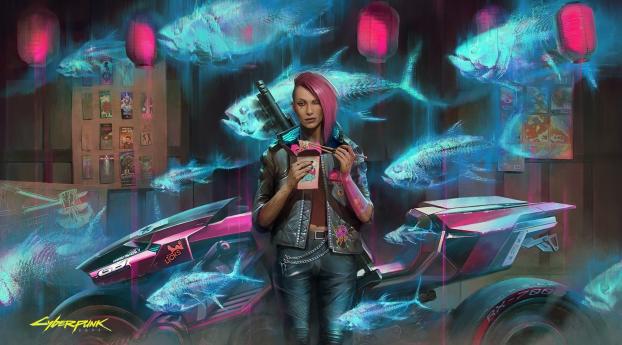 Cyberpunk 2077 Cyborg Girl Art Wallpaper 454x454 Resolution