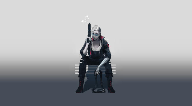 Cyberpunk 2077 Girl 4K Wallpaper 1440x3200 Resolution