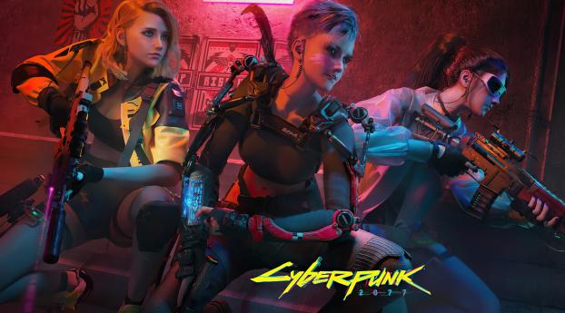Cyberpunk 2077 Girl Team Wallpaper 1080x1920 Resolution