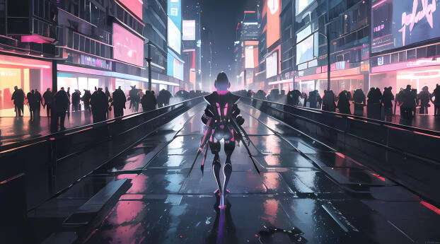 Cyberpunk Digital City Wallpaper