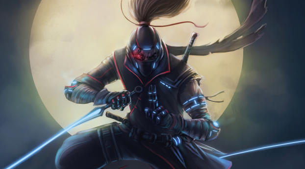 Cyberpunk Ninja Warrior Wallpaper 480x960 Resolution