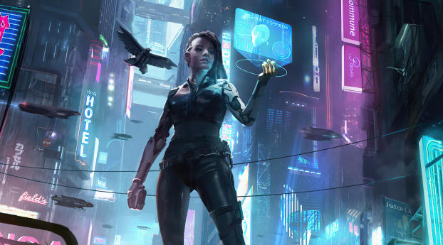 Cyborg Futuristic Cyberpunk Girl Wallpaper 1366x768 Resolution