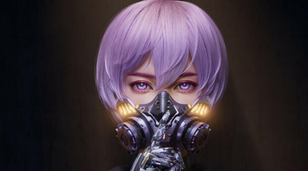 Cyborg with Mask HD Illustration Wallpaper 1080x2282 Resolution