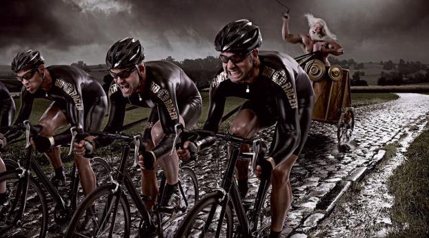 cyclists, chase, fight Wallpaper 720x1280 Resolution