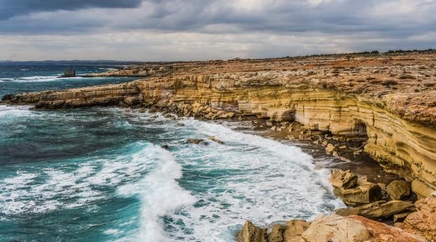 cyprus, cliff, coast Wallpaper 640x960 Resolution