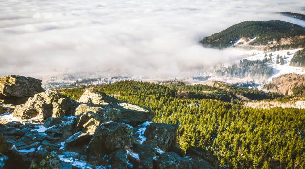 czech republic, mountains, fog Wallpaper 320x240 Resolution