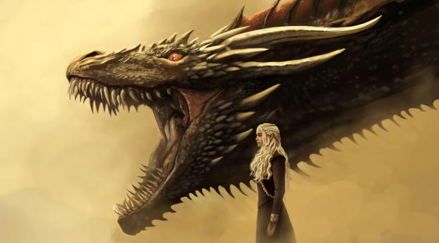 Daenerys and Drogon Art Wallpaper 1080x2282 Resolution