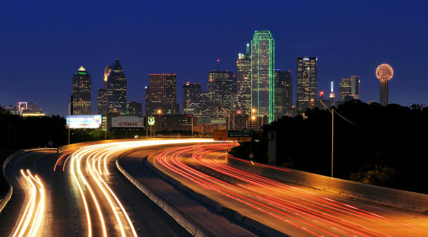Dallas Texas Lights Skyscrapers Wallpaper 2932x2932 Resolution