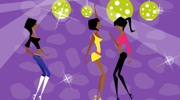 dancing, girls, disco balls Wallpaper 1280x800 Resolution