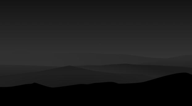 Dark Minimal Mountains At Night Wallpaper 3540x1080 Resolution