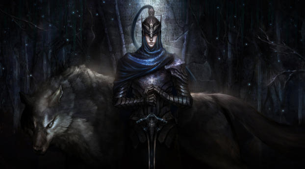 Dark Souls Ornstein Is Standing With Sword Wallpaper 2560x1140 Resolution
