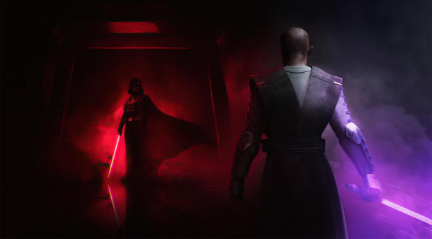Darth Vader vs Mace Windu Star Wars Wallpaper 1080x2460 Resolution