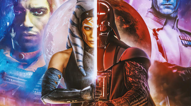 Darth Vader x Ahsoka Star Wars Wallpaper 720x1560 Resolution