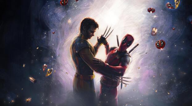 Deadpool & Wolverine Love and Friendship in Portal Wallpaper 1920x1080 Resolution