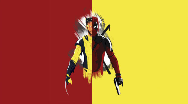 Deadpool x Wolverine Minimal Wallpaper 2460x900 Resolution