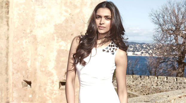 Deepika Padukone In Lovely White Dress Wallpaper 1081x1920 Resolution