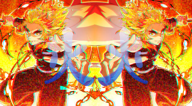 Demon Slayer Flame Hashira Art Wallpaper 1080x2300 Resolution