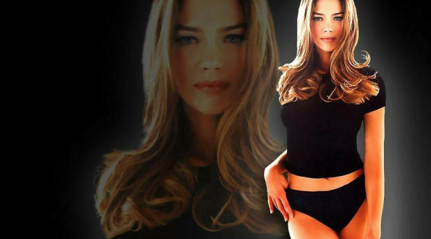 Denise Richards Sexy Poster Pic Wallpaper 5120x1460 Resolution