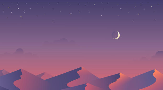 Desert Nights Moon 5k Minimalism Wallpaper