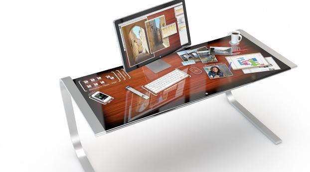 desk, computer, mac Wallpaper
