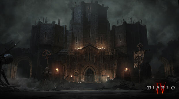 Diablo 4 HD Castle Gaming Wallpaper 1125x2432 Resolution