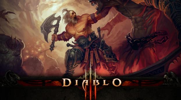 diablo, barbarian, axe Wallpaper 1600x900 Resolution
