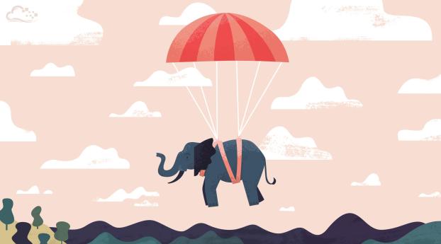 digital, elephant, parasailing Wallpaper 1280x720 Resolution