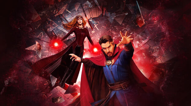 7680x832 Resolution Doctor Strange And Scarlet Witch In Multiverse Of ...