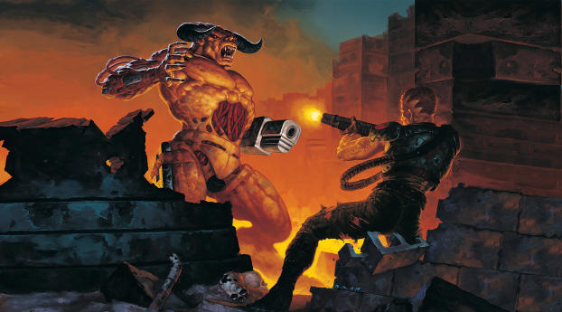 Doom 2 Hell on Earth Wallpaper 1080x2220 Resolution