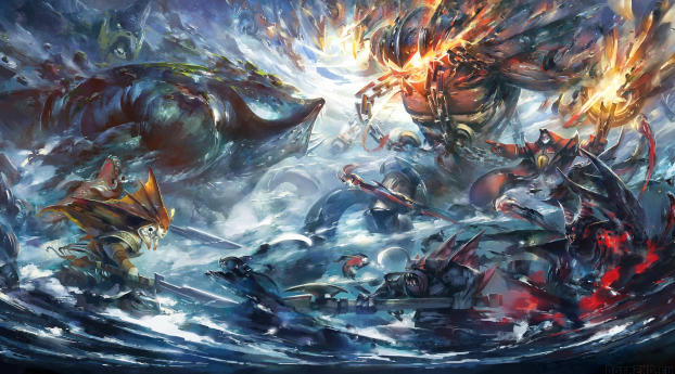 dota 2, epic battle, art Wallpaper 720x1280 Resolution