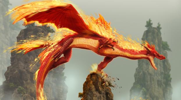 dragon, fire, mouth Wallpaper 320x240 Resolution