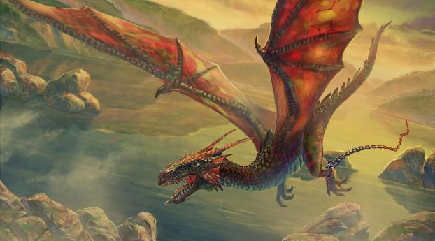 dragon, flying, chain Wallpaper 320x480 Resolution