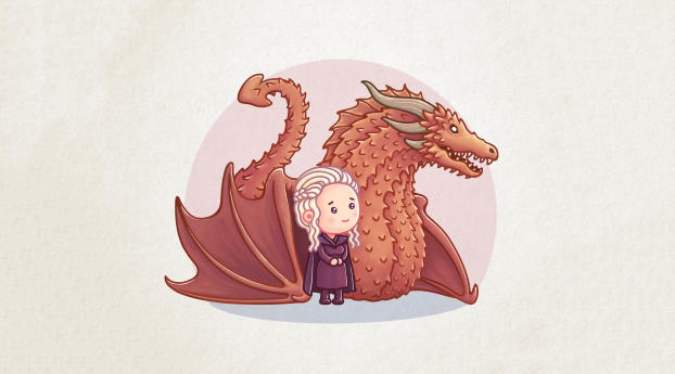 Dragon Queen Khaleesi Cartoon Artwork Wallpaper 1336x768 Resolution