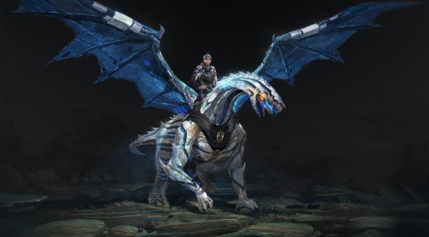 dragon, rider, wings Wallpaper 1600x900 Resolution