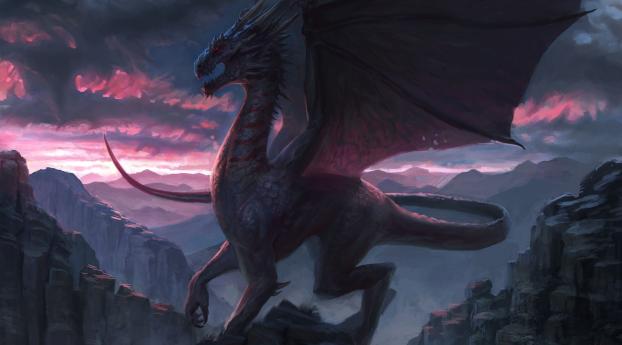 dragon, rock, fantasy Wallpaper 1280x2120 Resolution