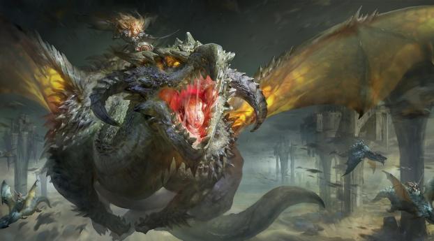 dragon, wings, mouth Wallpaper 1920x1080 Resolution