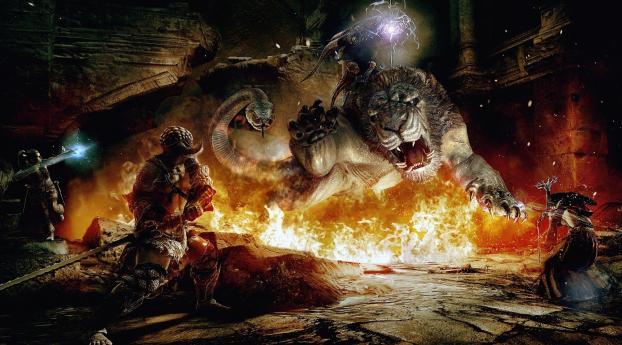 dragons dogma, beast, fire Wallpaper 2048x1152 Resolution