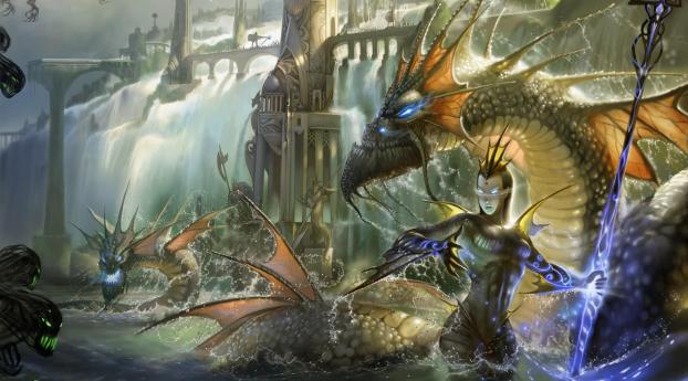 dragons, magic, undead Wallpaper 2560x1080 Resolution