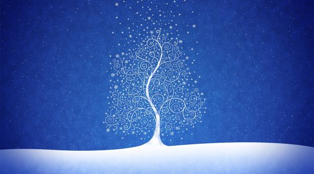 drawing, tree, blue Wallpaper 320x568 Resolution