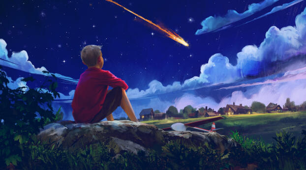 Dreaming of Space while looking at Shooting Stars Wallpaper 320x240 Resolution
