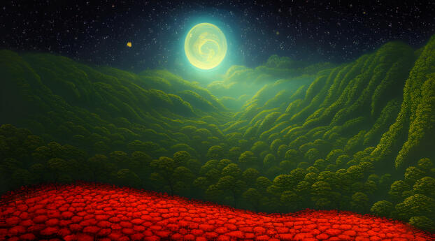 Dreamlike Forest Art Wallpaper 1600x600 Resolution