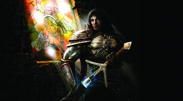 dungeon siege, warrior, sword Wallpaper 320x480 Resolution