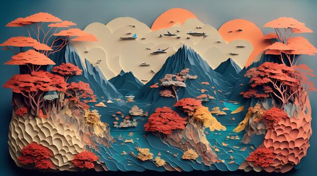 Earth HD Colorful Paper AI Art Wallpaper