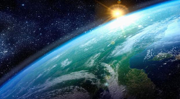 earth, sun, planet Wallpaper 1440x900 Resolution