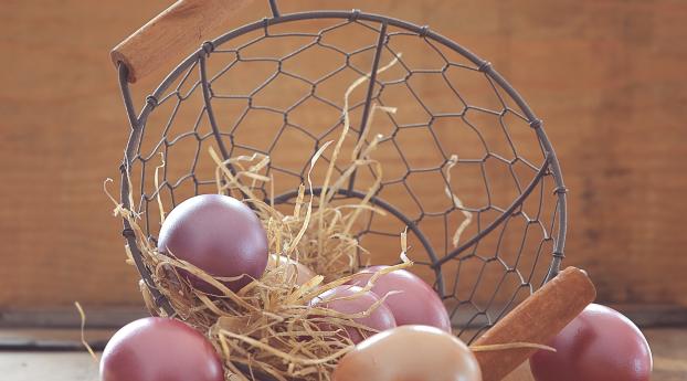 easter eggs, eggs, basket Wallpaper 640x1136 Resolution