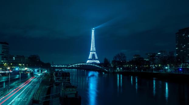 Eiffel Tower Light Show at Night Wallpaper 1440x2960 Resolution