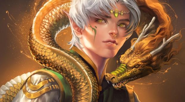elf, eyes, dragon Wallpaper 1080x2280 Resolution